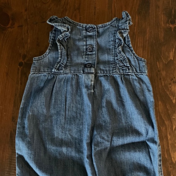 Dark Blue Chambray Ruffle Romper - Picture 6 of 8